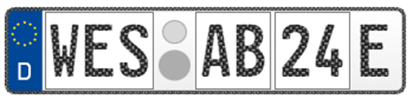 Elektro-Kennzeichen, 520x110 mm (Standard), mit Carbon-Optik Elektro-Kennzeichen, 520x110 mm (Standard), mit Carbon-Optik